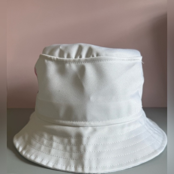 White Bucket Hat with Pink Flower - Picture 5 of 7